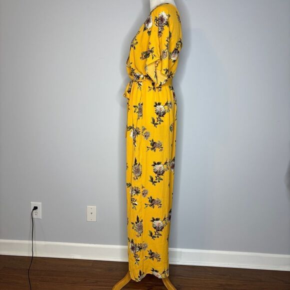 rue21- Yellow Floral Jumpsuit with Waist belt - Picture 3 of 4